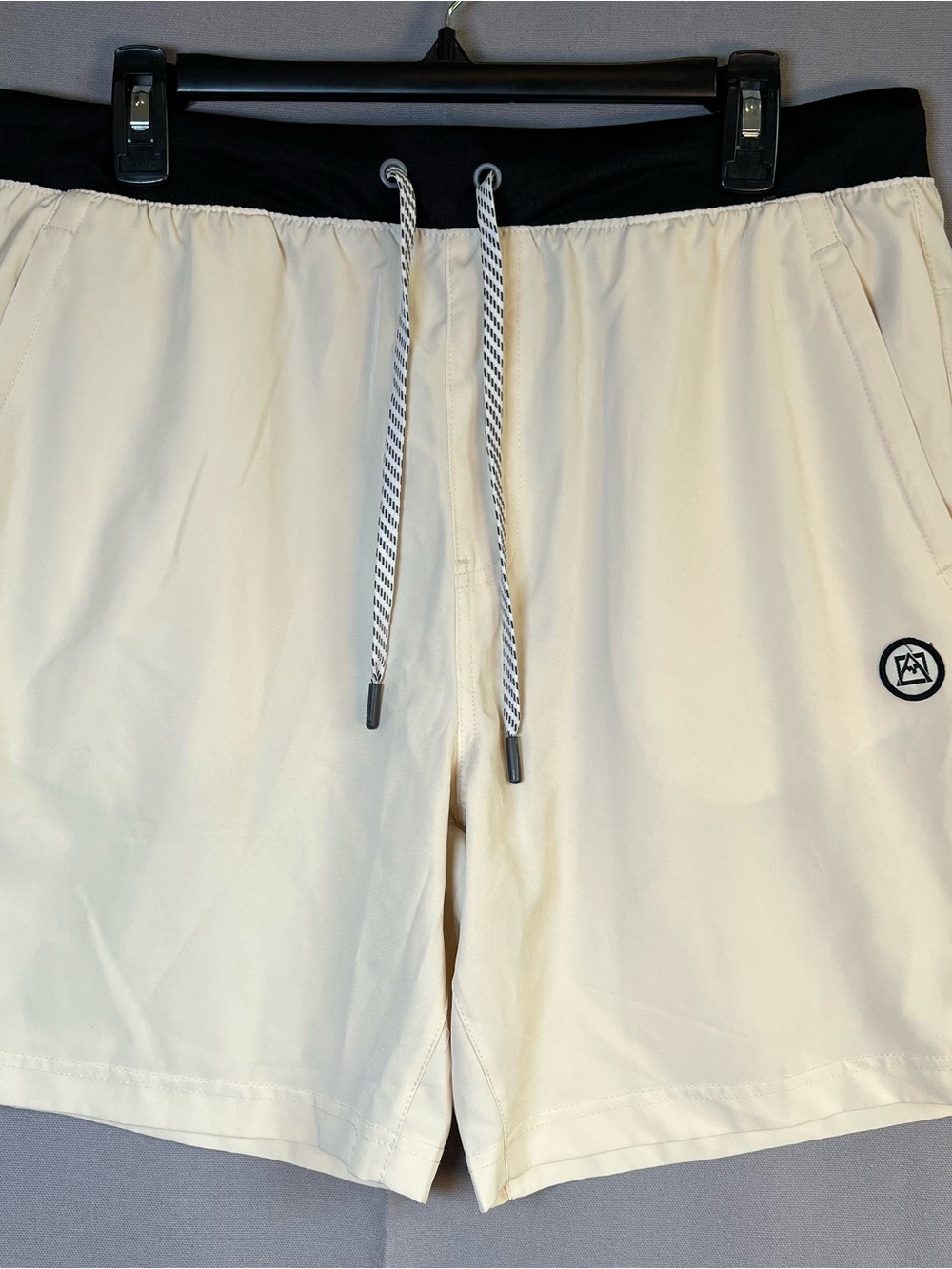 Avalanche Outdoor Supply SzL Light Cream Shorts with Black Waistband Drawstring